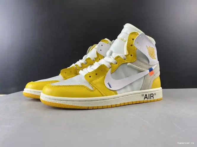Jordan Dark Air Yellow-Cone NRG Off-White 1 AQ0818-149 Powder x White 0426